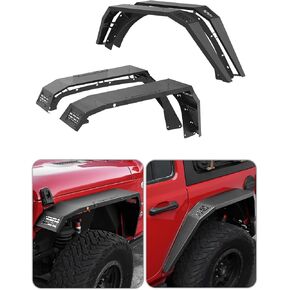 Flate Front and الخلفي Fender Flares متوافق مع 2018-2025 Jeep Wrangler JL & JLU Unlimited 2/4doors (No Fit 2020+ Gladiator JT)