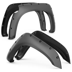 Smooth Pocket Rivet Fender Flares Compatible for 2014-2021 Toyota Tundra Black Paintable Wheel Flare Front Rear 4PCS
