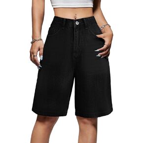 EMMIOL Women Jorts Baggy Jeans Shorts Mid-Low Waisted Denim Y2K Hip-Hop Shorts Summer Hot Short Pants Streetwear