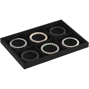 Drawer Jewelry Organizers And Storage,Velvet Bracelet And Ring Display Small Tray,Dresser Jewelry Drawer Organizer Inserts Containers,Earring And Necklace Holder Box (Black Blank Trays)