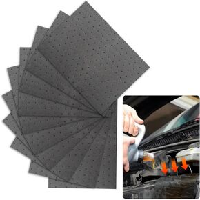 10PCS Oil Absorbent Pads 13 * 10.1",Powerful Polypropylene Oil Spill Mat Absorbs Soaks Coolant/Oil/Grease/Water-Based Fluids,Universal Reusable Oil Drain Splash Pad Car Accessories