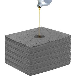 GEMLORD Oil Absorbent Pads - Heavy Duty Spill Cleanup Mat for Garage, Kitchen, Auto & Workshop - Quick Absorption, Eco-Friendly & Durable, (100 Pcs, 9.8 x 13 Inch)