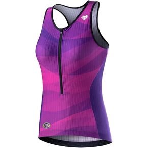 MY KILOMETRE Womens Triathlon Top Tri Singlet Racerback Performance Triathlon Top with Back Pockets