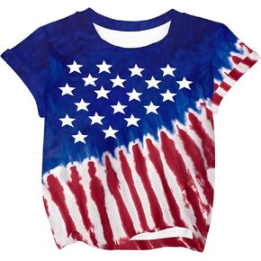 4th of July Shirts for Boys Girls Kids Patriotic T-Shirt Toddler American Flag Tee Independence Day Tops 2025