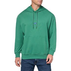 HUGO Men's Twill French Terry Logo Patch Hooded Sweatshirt