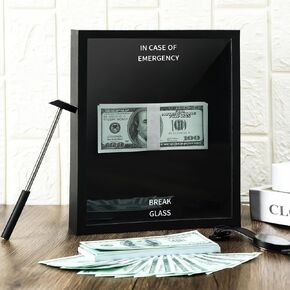 Marsui in Case of Emergency Break Glass Boxes for Cash Gift for Wall Display with Hammer DIY for Birthday Graduation Mother's Day Christmas Husband Wife Money Not Included(Classic)