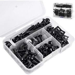 Amazicha 177Pcs Motorcycle Fairing Bolt Kit, 304 Stainless Steel Screws M5 M6 Windshields Screws Fit For Yamaha Kawasaki Suzuki BMW Honda GSXR Harley Davidson Black