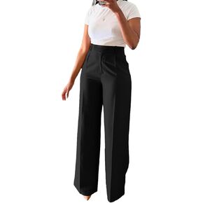 Casual Wide Leg Dress Pants Business Office Trousers with Pockets