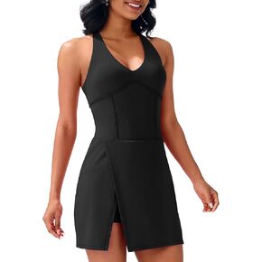 JOYSPELS 2025 Athletic Tennis Dress for Women with Built-in Bra & Shorts Pockets V Neck Spring Summer Dresses