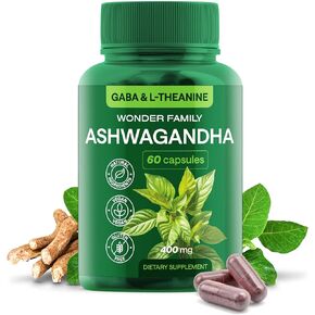 Ashwagandha, GABA, L-Theanine Supplement Complex – Ashwagandha Supplements for Sleep, Mood, Bodily Comfort – Ashwa 400mg, L Theanine 100 mg, 2.5X GABA 100mg – 60 Capsules