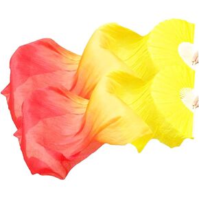 1 Pair Belly Dance Silk Fans, Chinese Dance Fan Veil, 180cm Length Dancing Fan, Props Silk-Fan, Silk Belly Fan Veil, Dancer Practice Long Imitation Dance, Gifts for Dancers