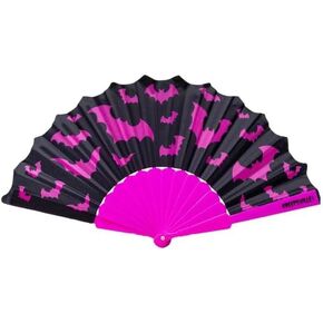 Kreepsville 666 Bat Scallop Fan - Gothic Pink and Black Hand Fan for Goth Style