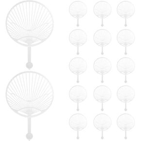 MAGICLULU 20pcs Japanese Fan Uchiwa DIY Kit, Hand-held Fan Framework Chinese Style Fans DIY Japanese Hand Fan Frame Hand Fan Making Supplies Kit for DIY Crafts (White)
