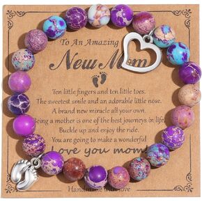 SONNYX New Mom & Dad Gifts Healing Natural Stone Bracelets for Women Men, First Time Mom & Dad Essentials, Mother's Day Pregnancy Gifts for Expectant Moms