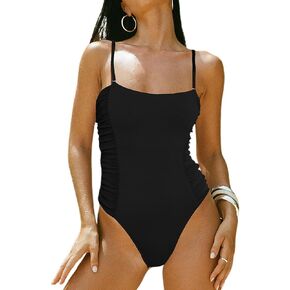 Womens One Piece Swimsuits Square Neck Bathing Suit Ruched Side Swimwear Swimming Suits