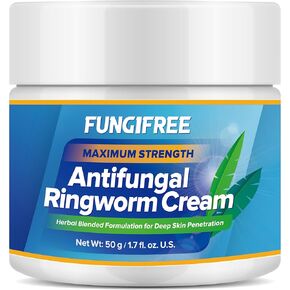 Antifungal Ringworm Cream for Humans Skin - Extra Strength Anti Fungal Cream for Skin Ringworm Jock Itch Athletes Foot Treatment - Fast Itchy Rash Irritation Relief 1.67 oz