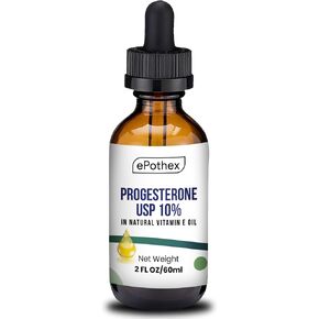 Progesterone Vitamin E Oil, Bioidentical Progesterone Powder USP, D-Alpha tocopherol Natural Vitamin E Oil, No Fillers or Additives, Topical and Cosmetic, Made in USA, 2 fl oz (60ml)