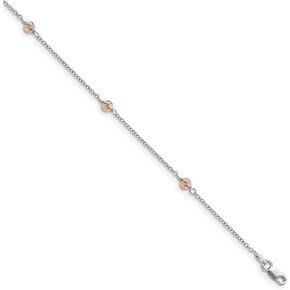 Avariah 14K الأبيض والذهب الوردي مصقول الماس قطع ثرب ث/1 في ext. خلخال - 10.5 " - صنع في إيطاليا