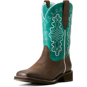 ARIAT Womens Callie Embroidered Square Toe Pull On Casual Boots Mid Calf Low Heel 1-2" - Off White, Red