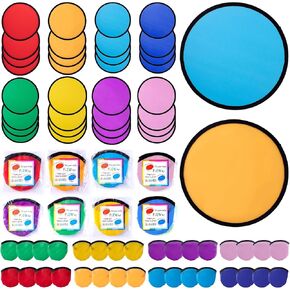End of Year Student Gifts from Teacher Foldable Flying Disc Fans Set with Bags Beach Fun Folding Pocket Hand Fans,with Stickers for Summer Outdoor Activities Games Party Favor