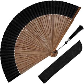 Grevosea Folding Hand Fan, Hand Fans for Women Foldable Nylon-Cloth Bamboo Vintage Retro Chines/Spanish Foldable Fan for Wedding Party Favor Performance Dance Home Decorations Festival Gift