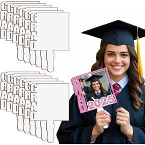 12 Pack Sublimation Graduation Fans Blank 12"x8", MDF Sublimation Grad Fans, Hardboard Wood Sublimation Blanks for DIY Grad Gifts, Class of 2025, Memorial, Ceremony, Party Decor