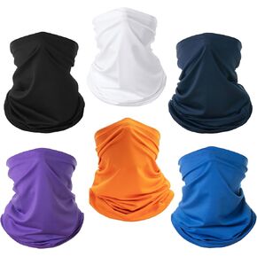 6 Pack Neck Gaiter Balaclava Gator Face Mask UV Protection Breathable Face Bandanas Neck Cover for Men Women
