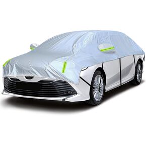 Half Car Cover Top All Weather, Universial Car Cover Outdoor Indoor for Sunshade Cover Snow Cover Waterproof Snowproof (Fit Sedan