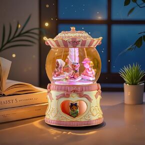 Teddy Bear Music Box Snow Globe ، صناديق موسيقية دوارة مع الضوء لأمي زوجة ابنة صديقة الذكرى السنوية هدية عيد ميلاد هدية لعبت أنت شمس بلدي
