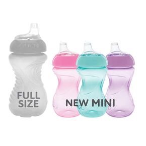 Nuby No Spill 6oz/180ml Mini Gripper Soft Silicone Spout Cup, 3 pack, Girls, 6m+