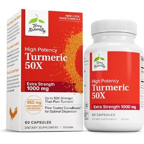 تيري بشكل طبيعي الكركم 50x - المكملات الغذائية لدعم صحة الدماغ والقلب - الكركم قوة إضافية للمساعدة