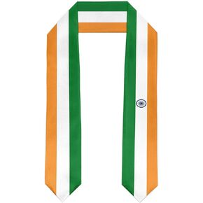 India Flag Graduation Stole Satin Stole Scarf for Study Aboard International Students 72" Length