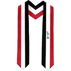 Iraq Flag Graduation Sash Satin Scarf 72" Stole for Abroad Student International Study Class
