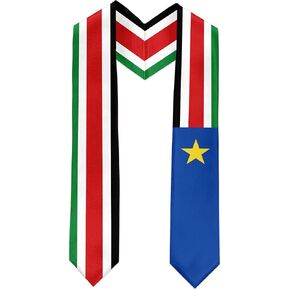 South Sudan Flag Graduation Sash Satin Scarf 72" Stole for Abroad Student International Study Class