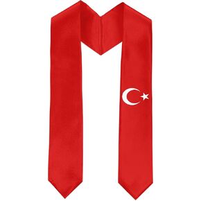Turkey Flag Graduation Sash Satin Scarf 72" Stole for Abroad Student International Study Class