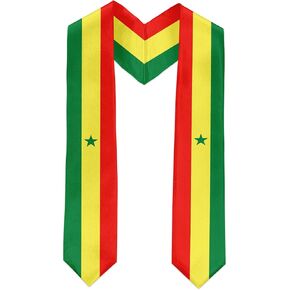 Senegal Flag International Graduate Satin Stole Scarf with National Flag Design 72" Graduation Sash