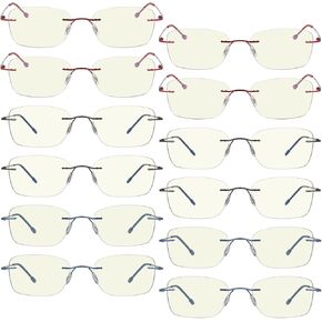 LUR 12 Pack Rimless Progressive Multifocus Readers Reading Glasses