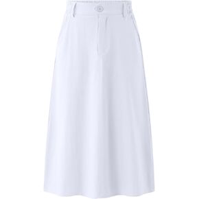 Girls Maxi Skirt High Waist A-Line Sloid Color Long Skirt with Pockets for 4-14 Years