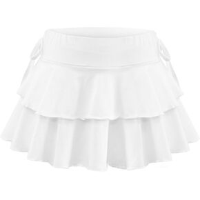 Girls Summer Tennis Skirts Athletic High Waisted Ruffle Mini Skirts with Shorts
