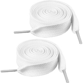 Ouligay 2 Pairs Fat White Shoe Laces for Sneakers, 3/4'' 2cm Wide Thick White Athletic Shoelaces, 47 Inch Flat Long Shoe Strings 120cm White Shoestring for Adult Men Women