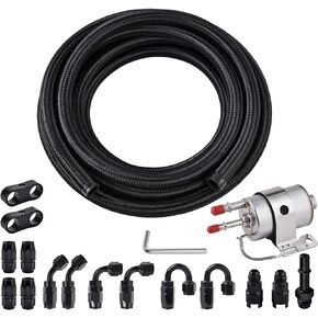 EVIL ENERGY 6AN Fuel Line Kit with LS Swap Fuel Filter Regulator 58PSI 6AN CPE Hose Braided Fuel Line Fitting Kit 20FT
