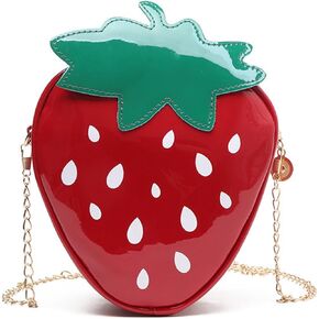 Cute Strawberry Crossbody Shoulder Bag for Women Girls, Small Fruit Shape Crossbody Bag Coin Purse Wallet (Red)