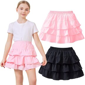 Girls' Casual Stretch Waist Skater Skorts Kids Athletic Uniform Shorts Comfortable Play & School Wear Active Skirt for Girls