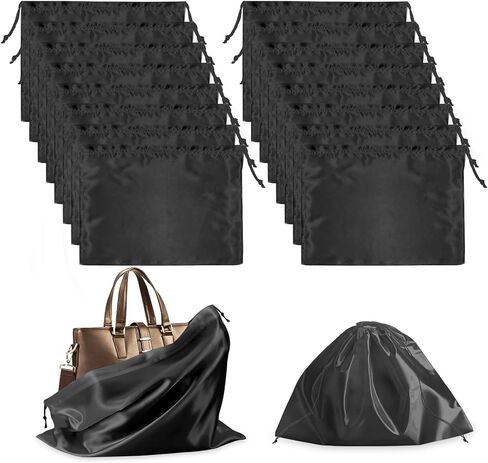 16pcs Purse Covers for Dust and Storage, Dust-Proof Silk Bags with Drawstring, Drawstring Bags Travel Pouches for Handbags Shoes Purses Boots(Black) in Kuwait