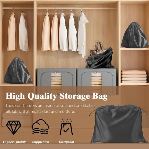 16pcs Purse Covers for Dust and Storage, Dust-Proof Silk Bags with Drawstring, Drawstring Bags Travel Pouches for Handbags Shoes Purses Boots(Black) in Kuwait