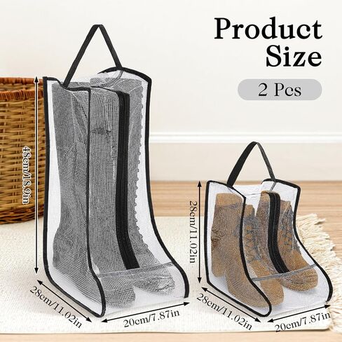 2 Set Boot Storage Bag, Portable Boots Protector Bag Dust Proof Travel Shoe Bags with Handle Boots Organizer for Packing Travel and Daily Use(Tall) in Saudi Arabia