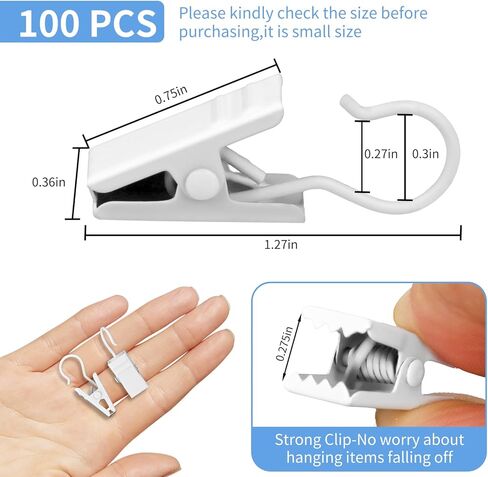 مقاطع الستائر خطافات ، 100 حزمة مقاطع سنانير من الحديد المقاوم للصدأ من أجل شنقا الحفلات الأضواء عيد الميلاد الزخرفة ، شماعات الحرف الفنية ، غرامات خيمة المظلة ، الأسود ، الأسود in Kuwait