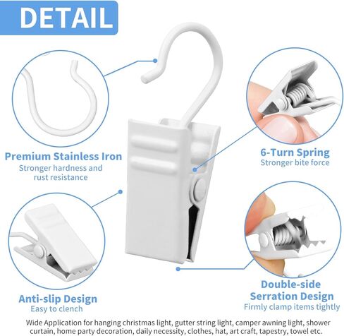 مقاطع الستائر خطافات ، 100 حزمة مقاطع سنانير من الحديد المقاوم للصدأ من أجل شنقا الحفلات الأضواء عيد الميلاد الزخرفة ، شماعات الحرف الفنية ، غرامات خيمة المظلة ، الأسود ، الأسود in Kuwait