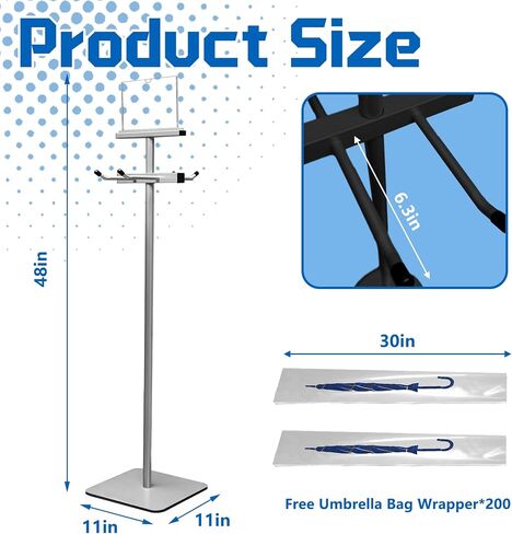 Montex Wet Umbrella Stand with Free 200 Plastic Umbrella Bags and Holder in Kuwait
