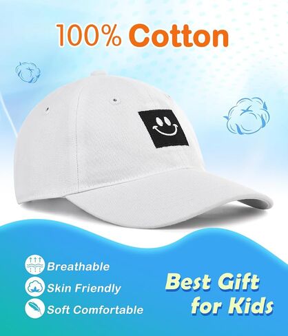 Smiley Face Baseball Cap for Toddler Boys Girls,Adjustable Kids Washed Cotton Cute Dad Hat in Saudi Arabia